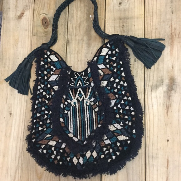 New Anthropologie ibBan Black Handmade Beaded Bag - Picture 2 of 8
